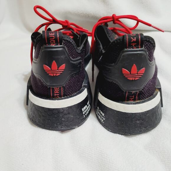 Adidas NMD-R1 mens black scarlet athletic sneakers size 8 - Picture 5 of 7